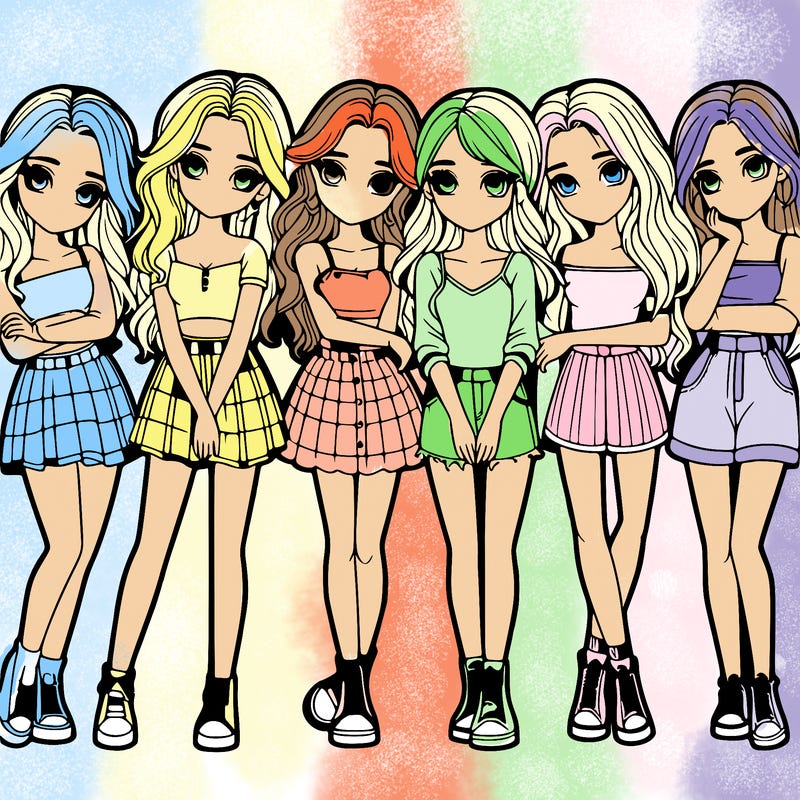 a group of girls realistic