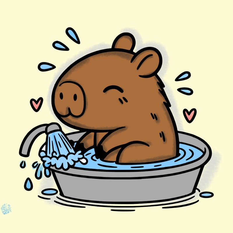 capybara taking a bath