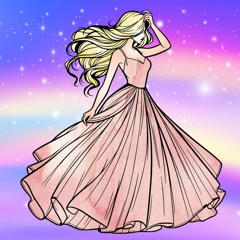 realistic woman with dress flowing in the wind