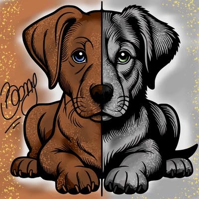 realistic dog split picture