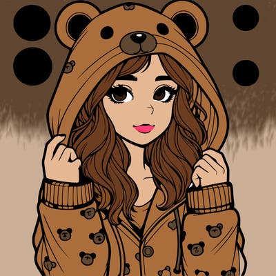 realistic girl in a animal pjs hoodie