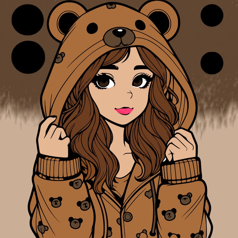 realistic girl in a animal pjs hoodie