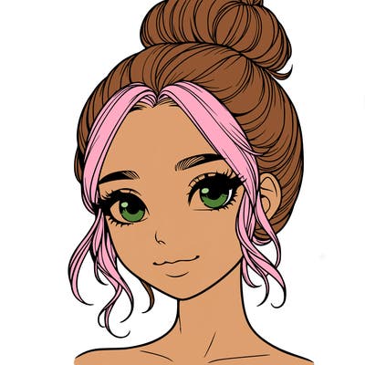 realistic pretty girl with hair in bun