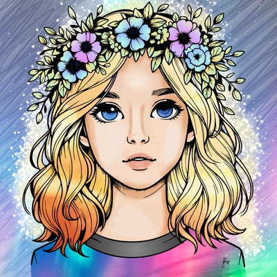 realistic girl with flower crown