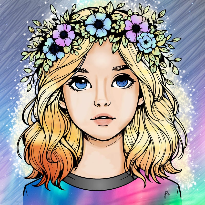 realistic girl with flower crown