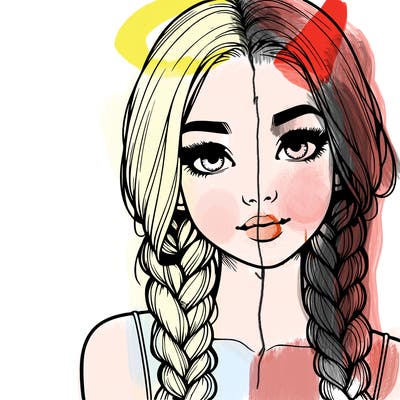 realistic girl with braids