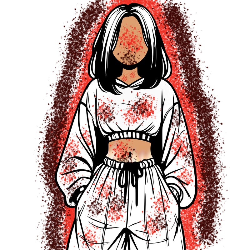 realistic girl faceless with baggy pants and a crop top