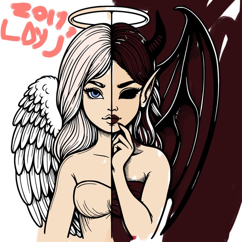 realistic angel half demon