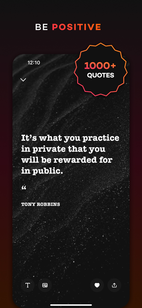Motivation: daily Peptalk - Motivational quote by Tony Robbins displayed in the Peptalk app interface
