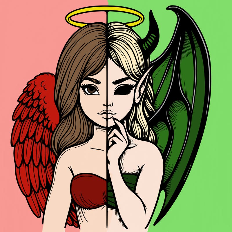 realistic angel half demon