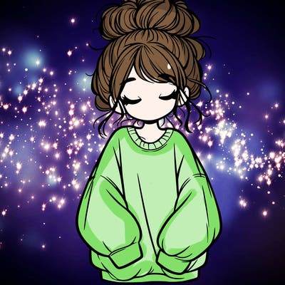 girl with baggy sweatshirt and messy bun