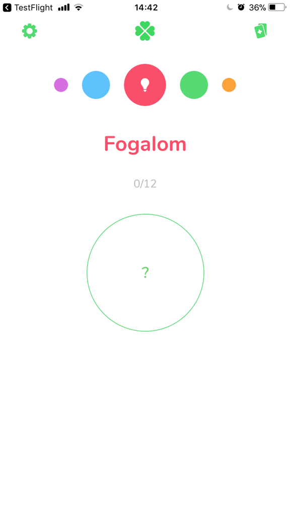 Kérdezz ! Felelek - Kerdezz Felelek Hungarian trivia app interface showing the Fogalom category screen with a lightbulb and question mark