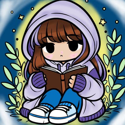 girl in oversized hoodie reading a book