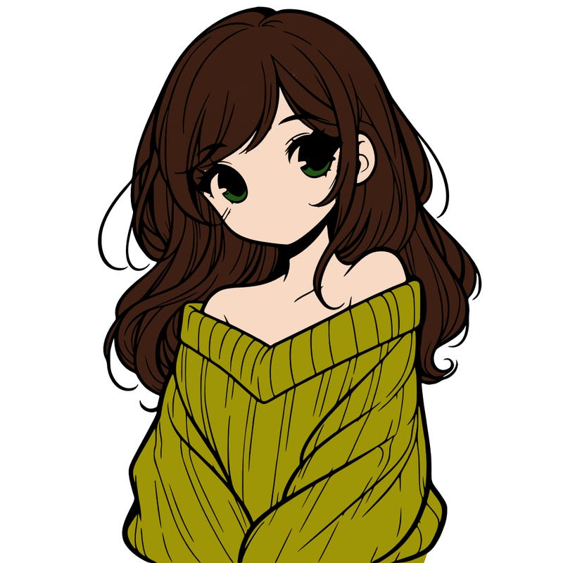 shy pretty girl wearing a sweater that is falling off one shoulder portrait