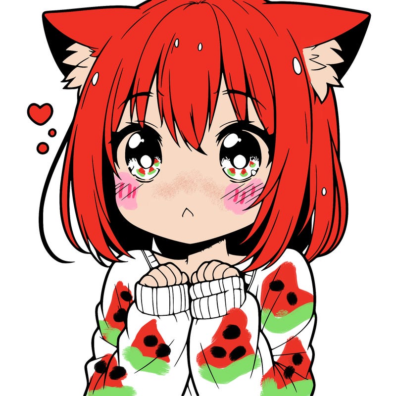 shy anime catgirl