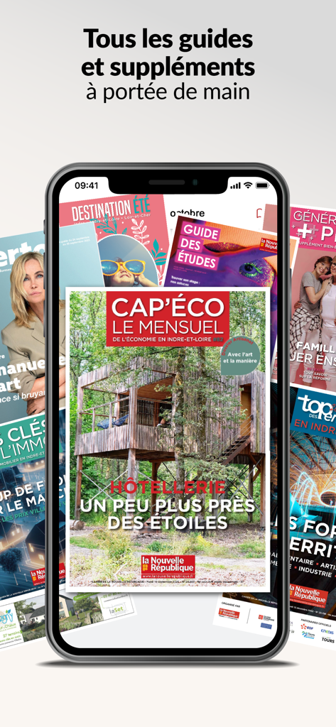 Smartphone screen displaying digital magazines and supplements from the Journal la NR app