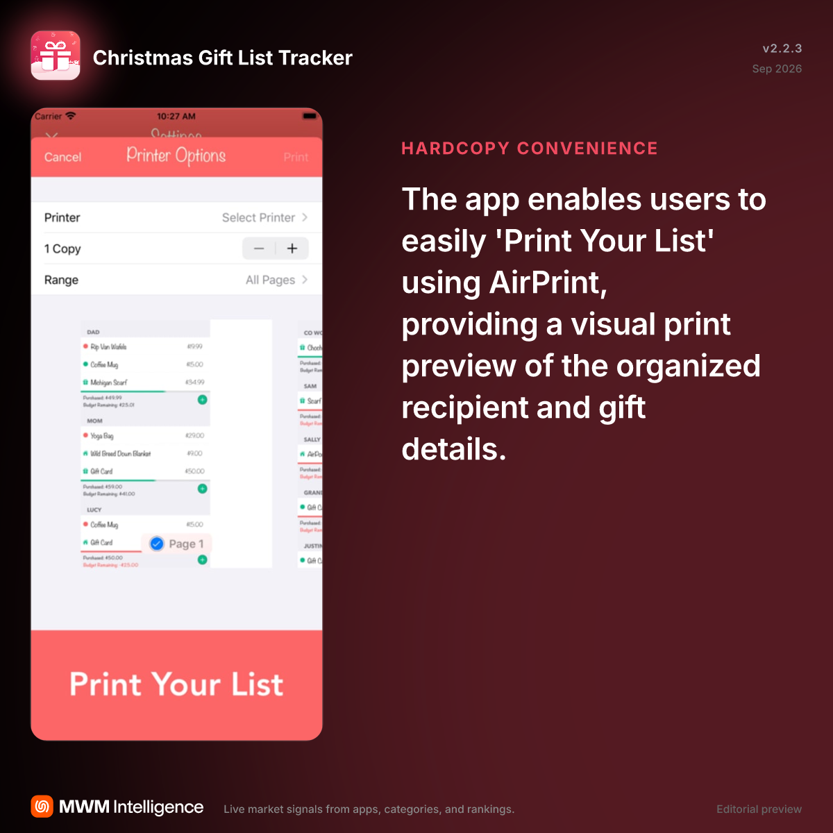 Christmas Gift List Tracker - Shopping App | MWM