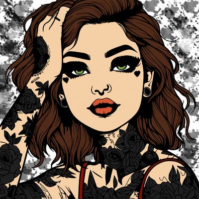 realistic girl with tattoos all over