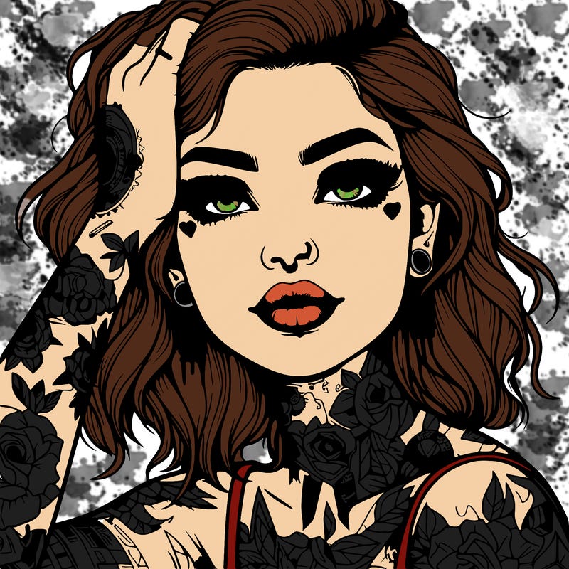 realistic girl with tattoos all over