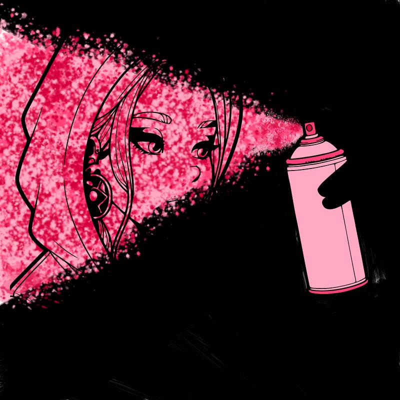 a realistic girl, spray painting