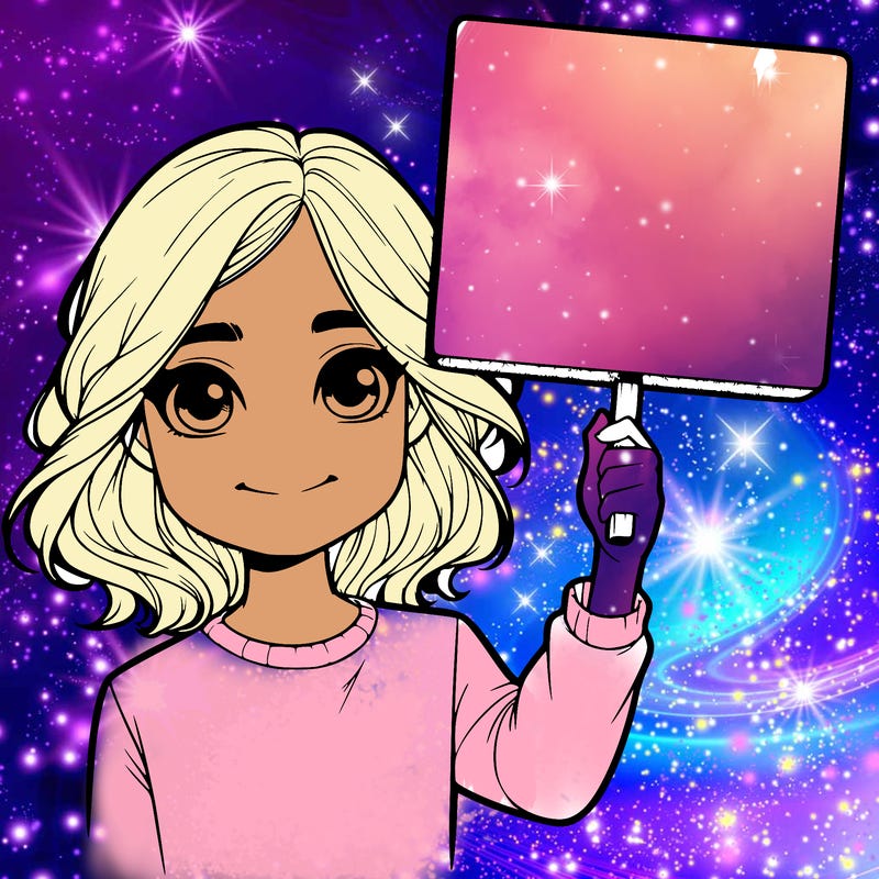 realistic girl holding up a sign