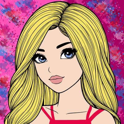 realistic girl with her hair i n front of her face