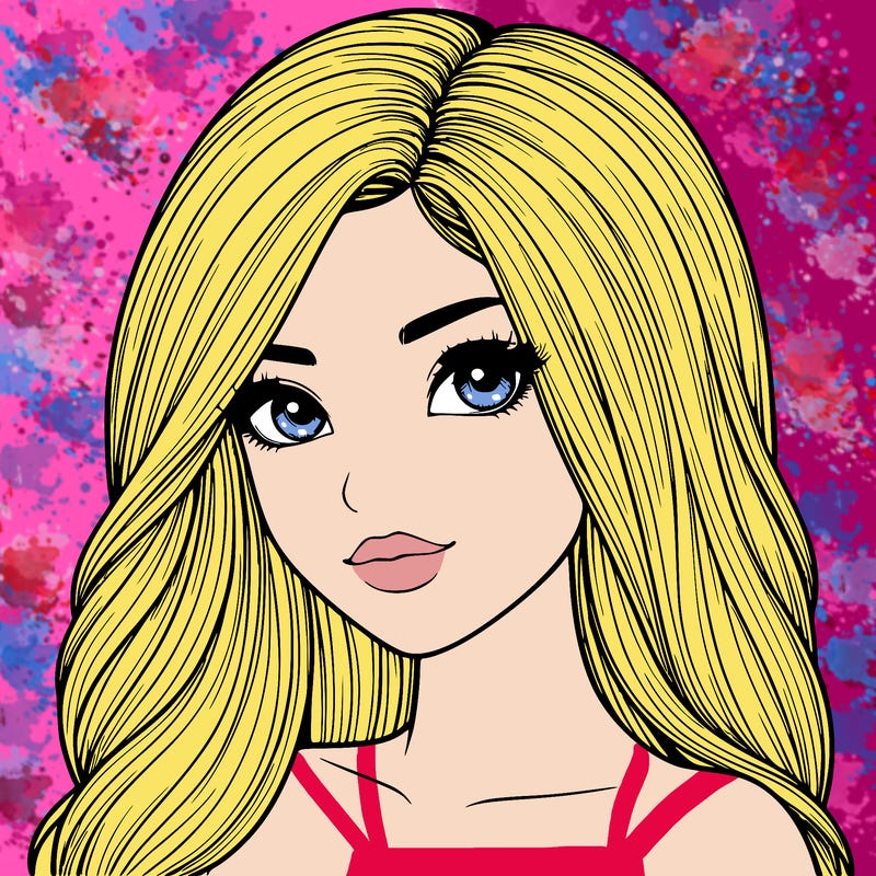 realistic girl with her hair i n front of her face