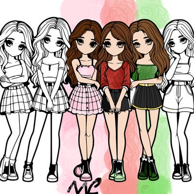 a group of girls realistic