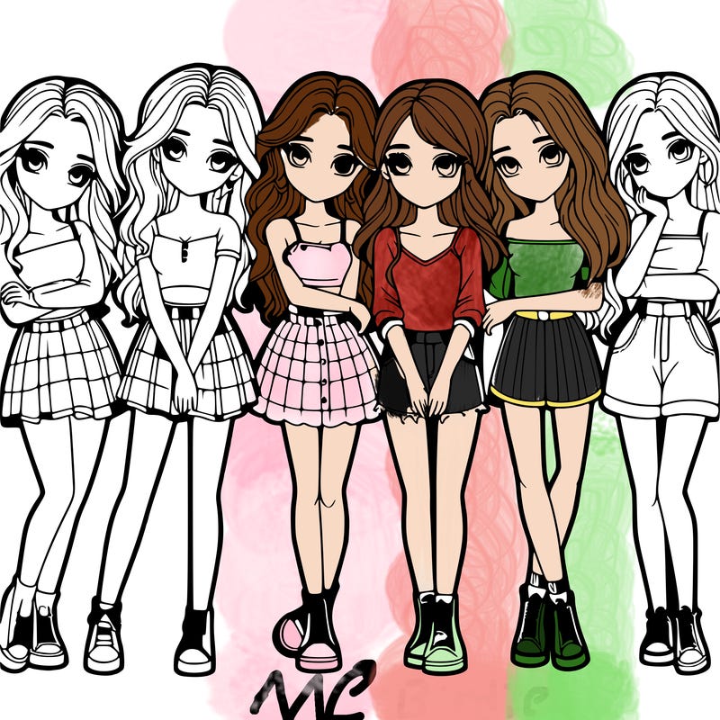 a group of girls realistic