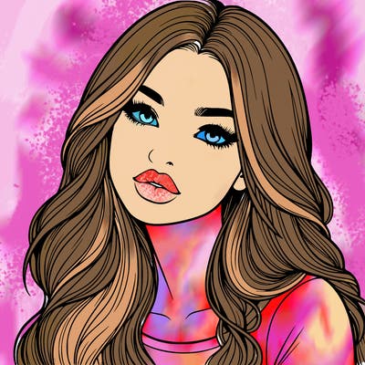 realistic girl with hair on her hair and lips