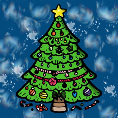 christmas tree with lots of details