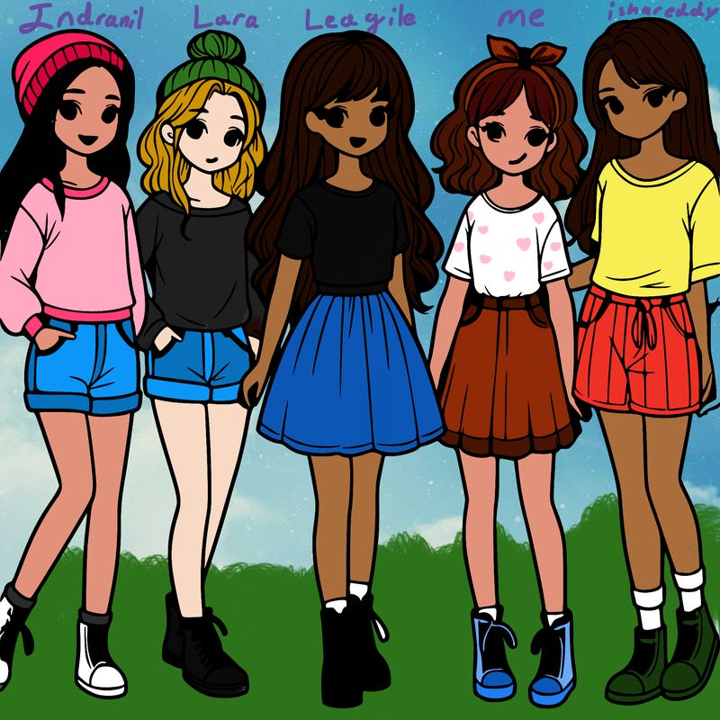 a group of five girls