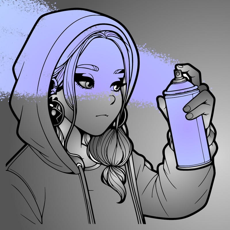 a realistic girl, spray painting