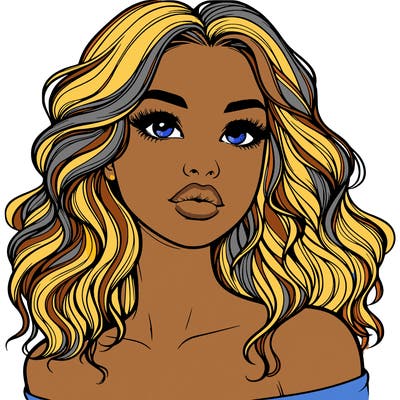 realistic girl with wavy hair and lips