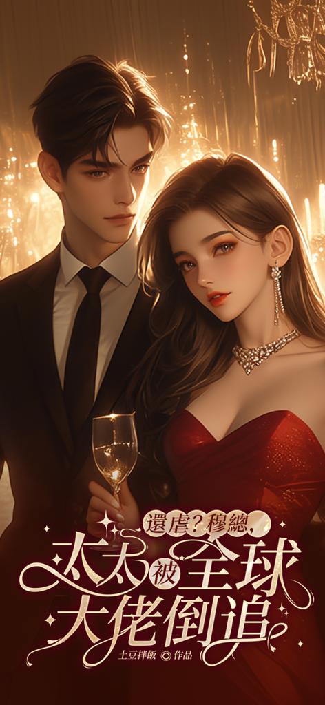 暢讀書城-每日更新海量熱門小說 - A man in a suit and a woman in a red dress on a Chinese romance novel cover.