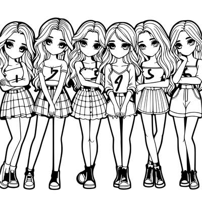 a group of girls realistic