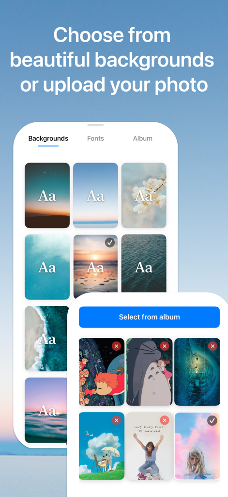 Bible Verse Lock Screen - Interface for choosing beautiful backgrounds and uploading personal photos for Bible verse wallpapers