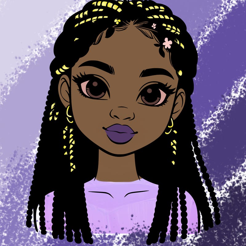 a realistic black girl with braids