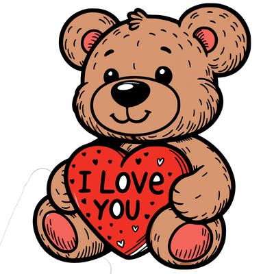 teddy bear holding an i love you heart