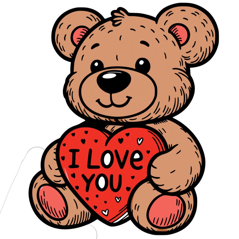 teddy bear holding an i love you heart