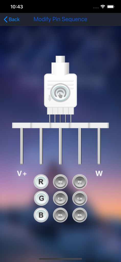 LotusLanternX app interface for modifying LED strip pin sequence
