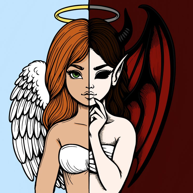 realistic angel half demon