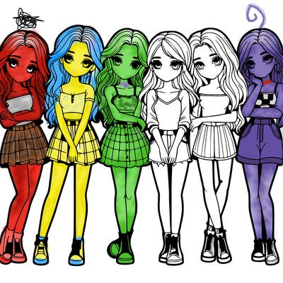 a group of girls realistic