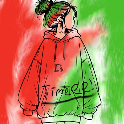 realistic girl with a oversized sweatshirt on and a bun