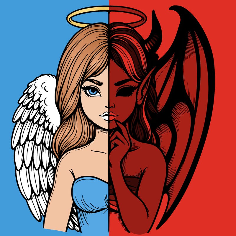 realistic angel half demon