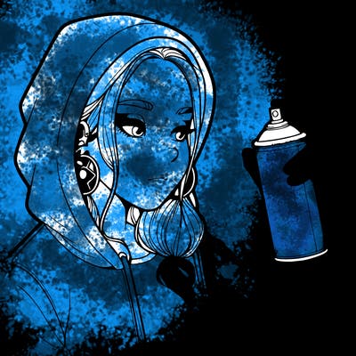 a realistic girl, spray painting