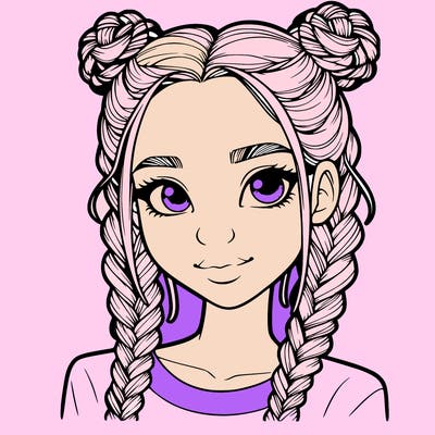 realistic girl with braids