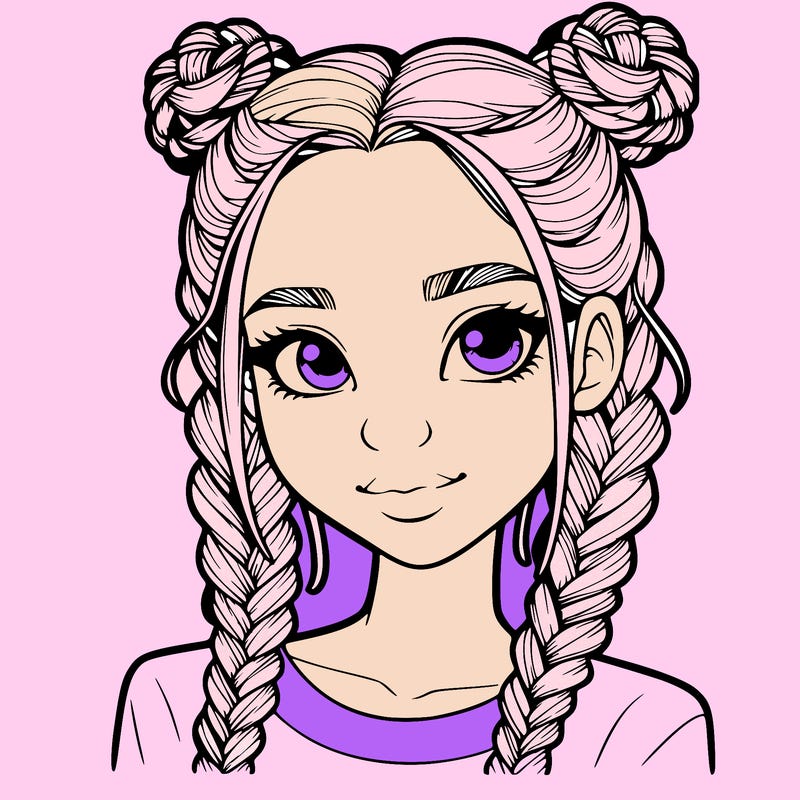 realistic girl with braids