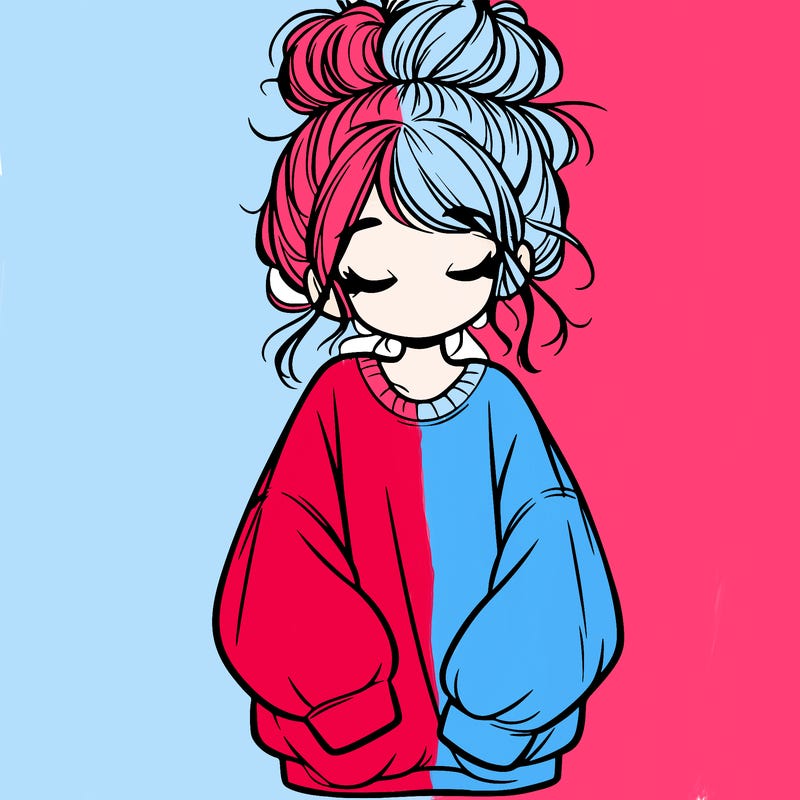 girl with baggy sweatshirt and messy bun