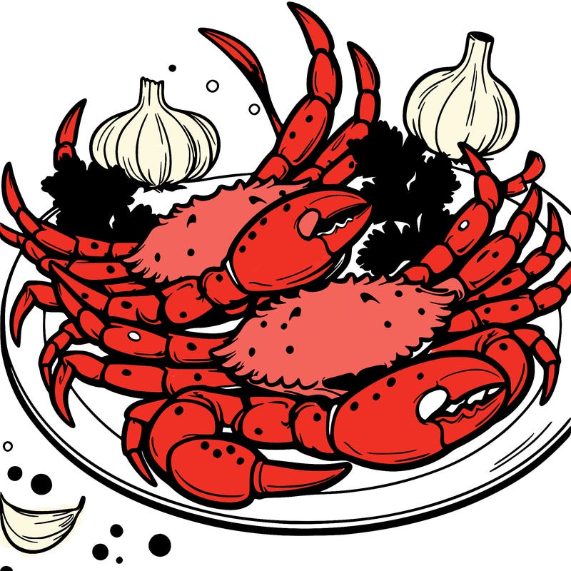 crab legs on a plate with parsley and garlic